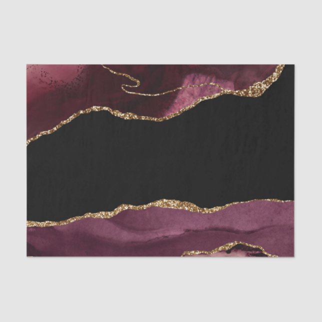 Agate Burgundy Wedding Muster Seidenpapier (Vorderseite)