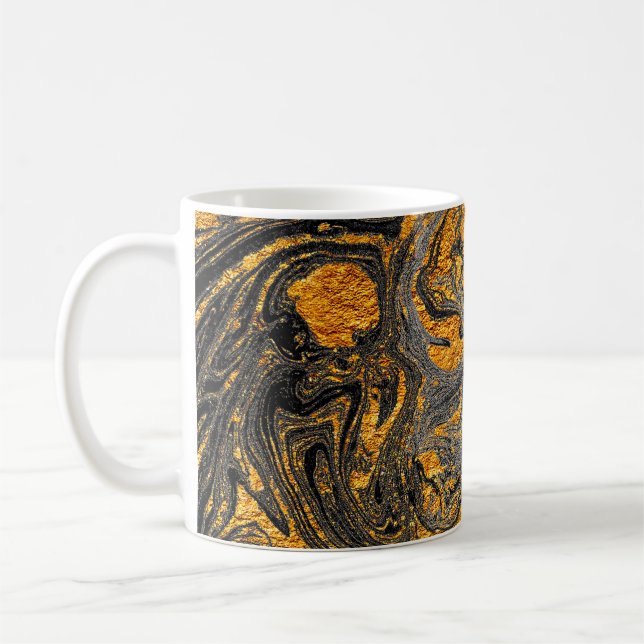 Agate Crystal. Futuristische moderne Suminagashi.  Kaffeetasse (Links)