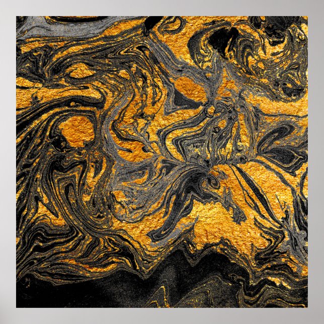 Agate Crystal. Futuristische moderne Suminagashi.  Poster (Vorne)