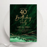 Agate Emerald Green Gold 40. Geburtstag Einladung<br><div class="desc">Smaragdgrün und goldgelb haben 40. Geburtstag Party Einladung. Elegantes modernes Design mit Aquarellfarben-marmorgeode Hintergrund,  Imitate Glitzer Gold und Typografie Skript-Schriftart. Die trendige Einladungskarte eignet sich perfekt für eine stilvolle Damenfeier. Gedruckte Zazzle Einladungen oder Sofortdownload digitalen druckbaren Vorlage.</div>