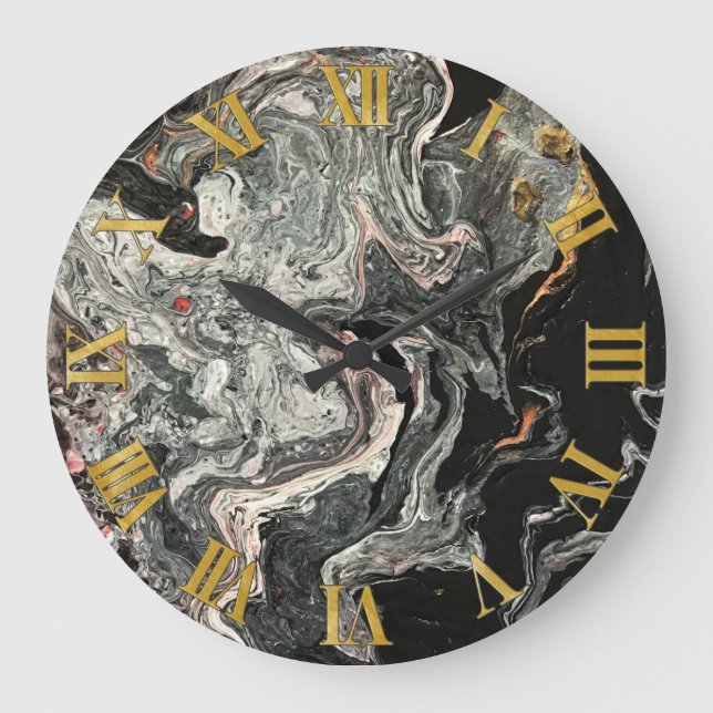 Agate Fluid Marble Große Wanduhr (Vorderseite)