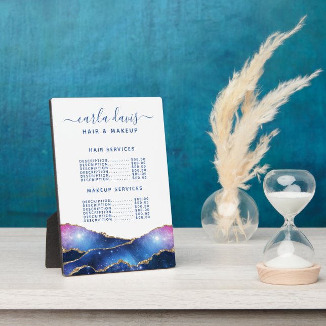 Agate Galaxy Celestial Salon Price Menü Plaque Fotoplatte (Seite)