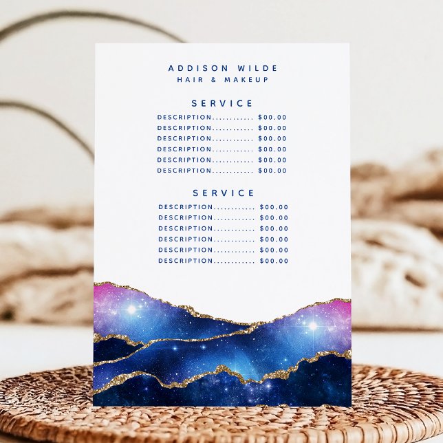 Agate Galaxy Celestial Stars Salon Service Price Menükarte (Von Creator hochgeladen)