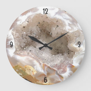 Agate Geode Foto mit Quarz Crystal Druzy Große Wanduhr