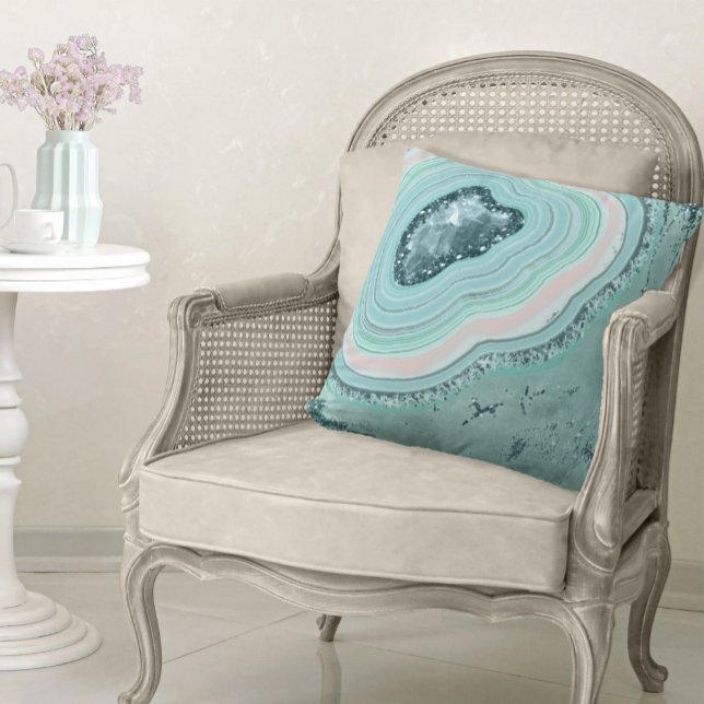 Agate Geode Glitzer Aquamarin ID647 Kissen (Von Creator hochgeladen)