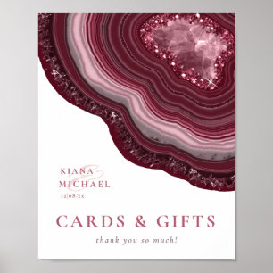 Agate Geode Glitzer Cards & Gifts Burgundy ID647 Poster