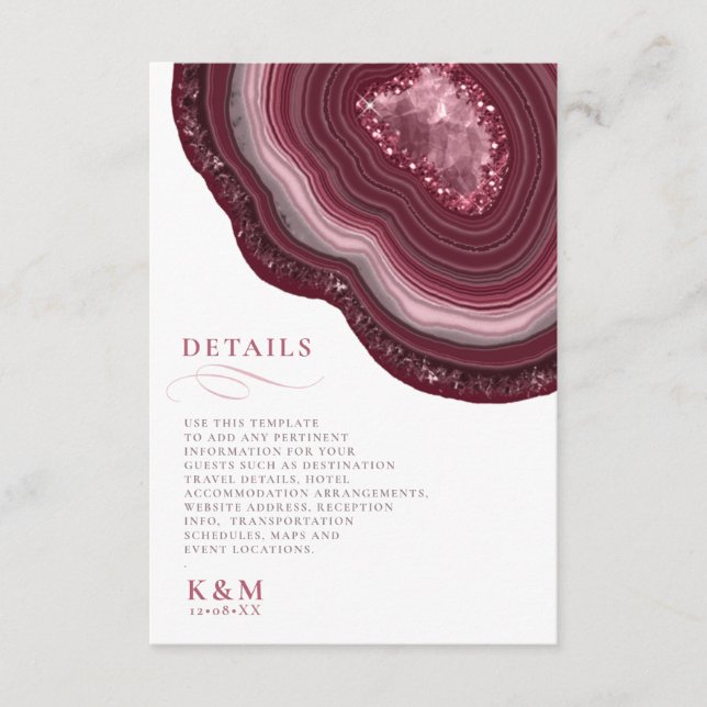 Agate Geode Glitzer Details Burgundy ID647 Begleitkarte (Vorderseite)