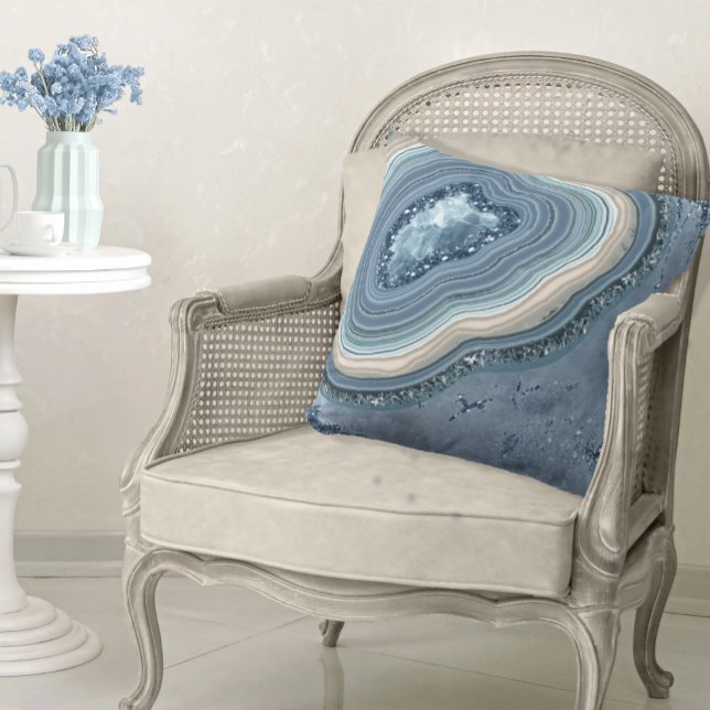 Agate Geode Glitzer Dusty Blue ID647 Kissen (Von Creator hochgeladen)