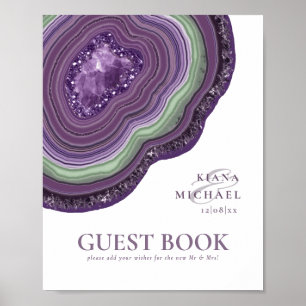 Agate Geode Glitzer Guest Book Violet ID647 Poster