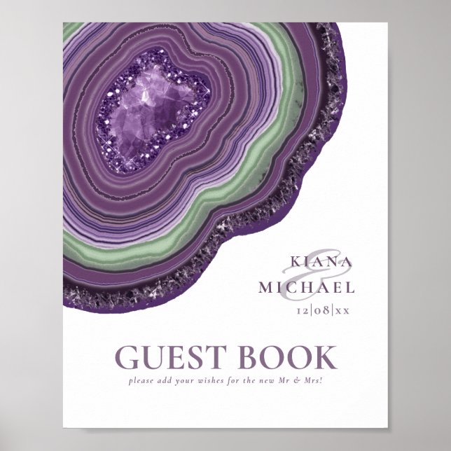 Agate Geode Glitzer Guest Book Violet ID647 Poster (Vorne)