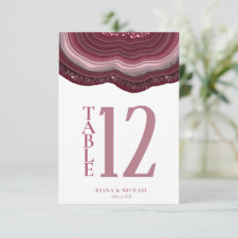 Agate Geode Glitzer Tischnummer Burgundy ID647