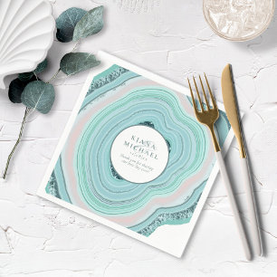 Agate Geode Glitzer Wedding Aquamarin ID647 Serviette