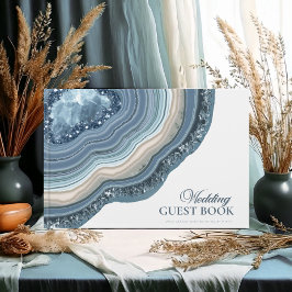 Agate Geode Glitzer Wedding Dusty Blue ID647 Gästebuch
