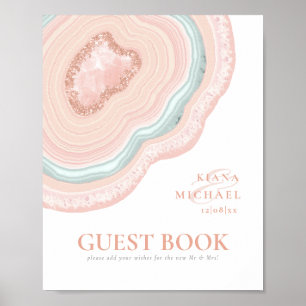 Agate Geode Glitzer Wedding Guests Rose Gold ID647 Poster