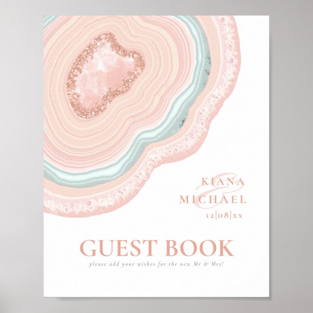 Agate Geode Glitzer Wedding Guests Rose Gold ID647 Poster (Vorne)