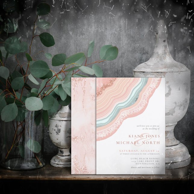 Agate Geode Glitzer Wedding Rose Gold ID647 Einladung (Von Creator hochgeladen)