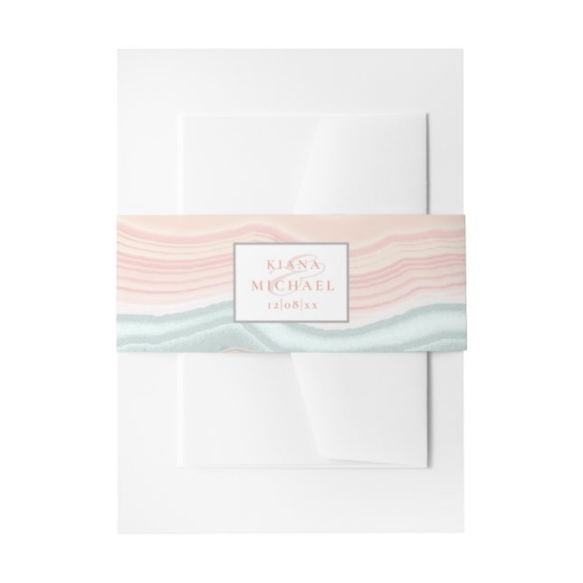 Agate Geode Glitzer Wedding Rose Gold ID647 Einladungsbanderole (Vorderseite Beispiel)