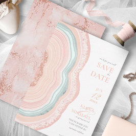 Agate Geode Glitzer Wedding Rose Gold ID647 Save The Date