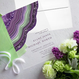 Agate Geode Glitzer Wedding Violet ID647 Acryleinladungen