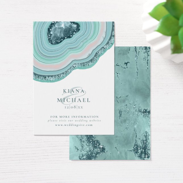 Agate Geode Glitzer Wedding Website Aquamarin ID64 (Schreibtisch)