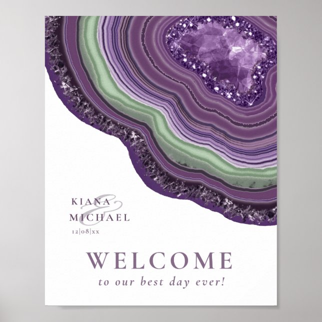 Agate Geode Glitzer Wedding Welcome Violet ID647 Poster (Vorne)
