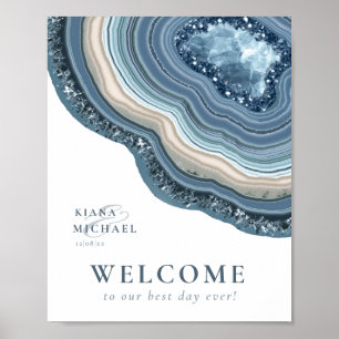 Agate Geode Glitzer Welcome Dusty Blue ID647 Poster