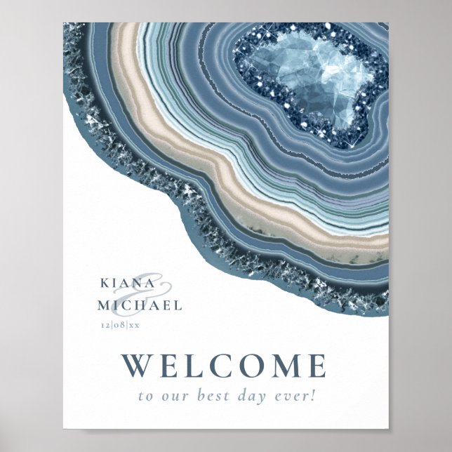 Agate Geode Glitzer Welcome Dusty Blue ID647 Poster (Vorne)