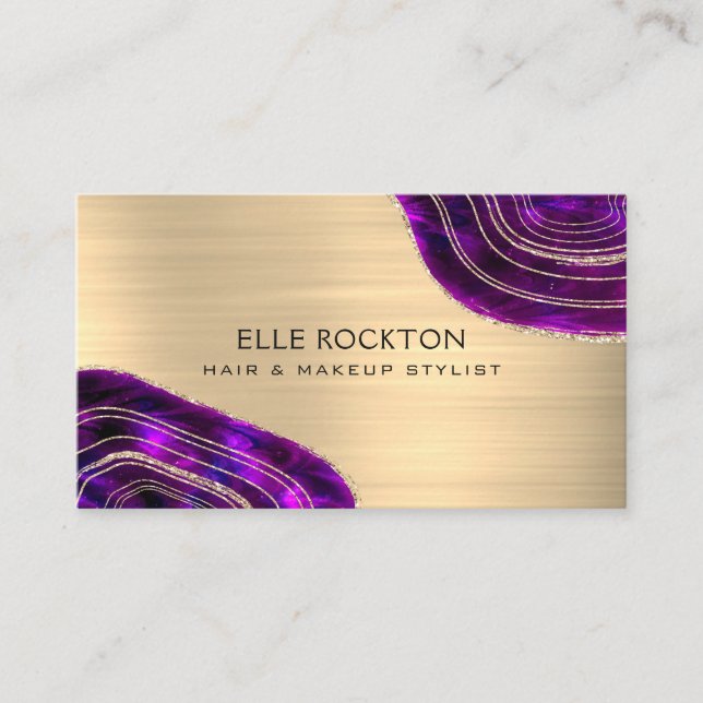 Agate Geode Gold Metal Business Card Visitenkarte (Vorderseite)