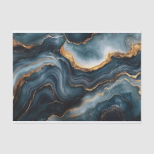 Agate Geode Gold Navy Blue Marmor Decoupage Seidenpapier