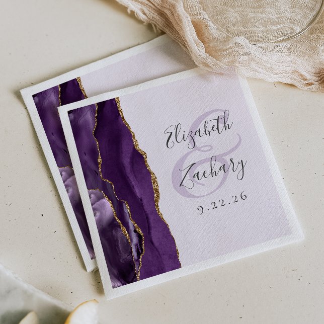 Agate Geode Lila Gold Lavender Wedding Serviette (Von Creator hochgeladen)