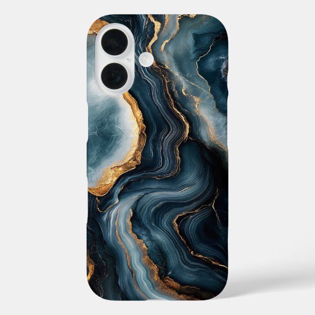 Agate Geode mit Gold und Navy Blue Marmor Case-Mate iPhone Hülle (Rückseite)