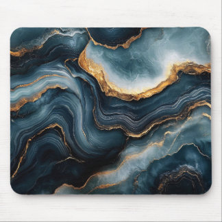 Agate Geode mit Gold und Navy Blue Marmor Mousepad