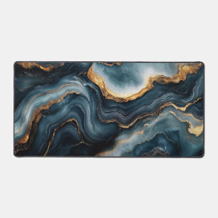 Agate Geode mit Gold und Navy Blue Marmor Schreibtischunterlage