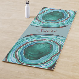 Agate Geode Muster in Blue & Aqua - Personalisiert Yogamatte