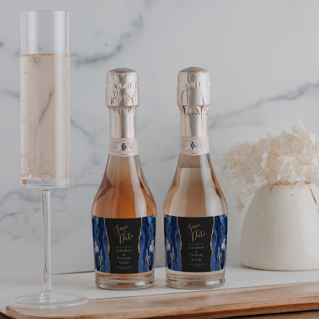 Agate Geode Navy Blue Gold Dark Save the Date (Von Creator hochgeladen)