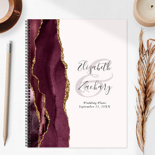 Agate Geode Schrift Burgund Gold Röte Hochzeit Planer