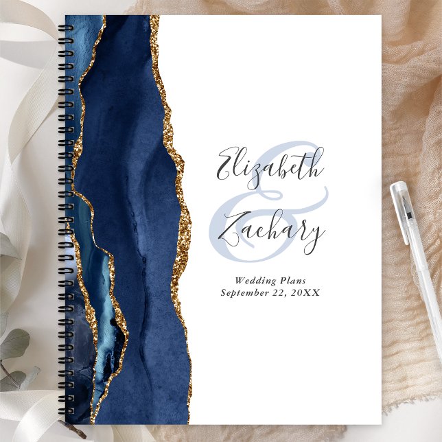Agate Geode Script Navy Blue Gold Hochzeitspläne Planer (Von Creator hochgeladen)