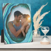 Agate Geode Turquoise Blue Green and Copper Foto