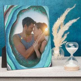 Agate Geode Turquoise Blue Green and Copper Foto Fotoplatte