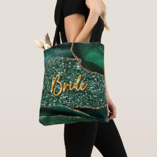 Agate Glitter Ozean Braut Golden 3D Text Tote