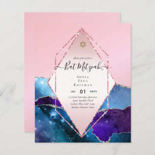 AGATE GLITZER BAT MITZVAH Einladungs-HAUSHALT