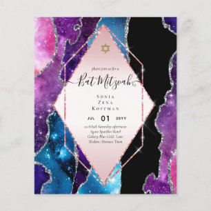 AGATE GLITZER BAT MITZVAH Einladungs-HAUSHALT Flyer
