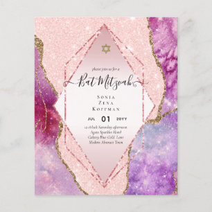 AGATE GLITZER BAT MITZVAH Einladungs-HAUSHALT Flyer