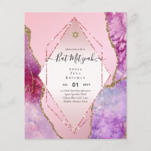 AGATE GLITZER BAT MITZVAH Einladungs-HAUSHALT Flyer
