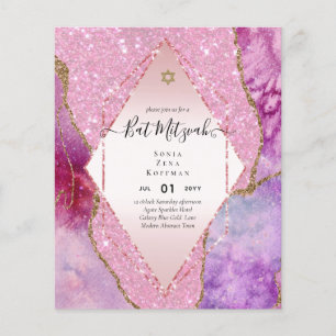 AGATE GLITZER BAT MITZVAH Einladungs-HAUSHALT Flyer