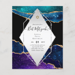AGATE GLITZER BAT MITZVAH Einladungs-HAUSHALT Flyer