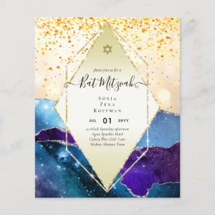 AGATE GLITZER BAT MITZVAH Einladungs-HAUSHALT Flyer