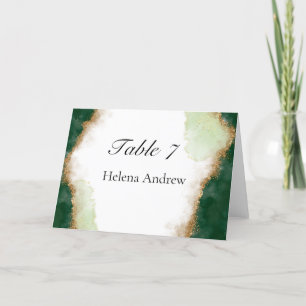 Agate Gold & Green Hochzeitstisch Platzkarte Programm
