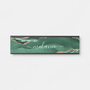 Agate Green Glitzer Marble Individuelle Name Door Türschild