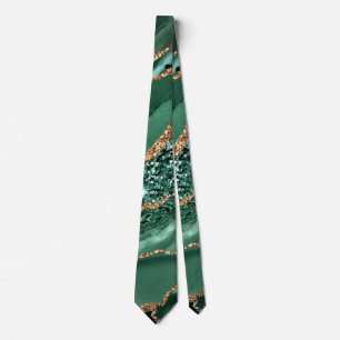 Agate Green Gold Emerald Glitzer Marble Neck Tie Krawatte